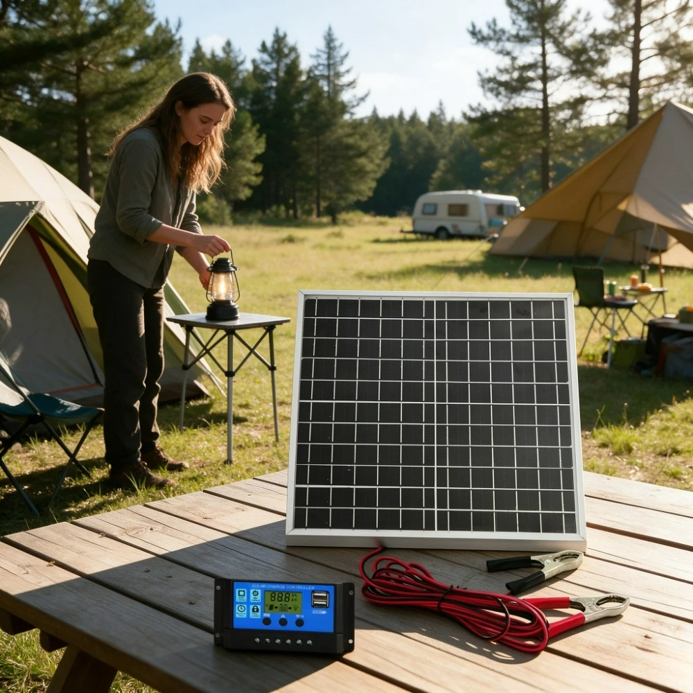 Boat Outdoor Solar Generation Kit 12W Monocrystalline Aluminum Solar Panel 12V Smart Charge Controller Portable Off Grid Power