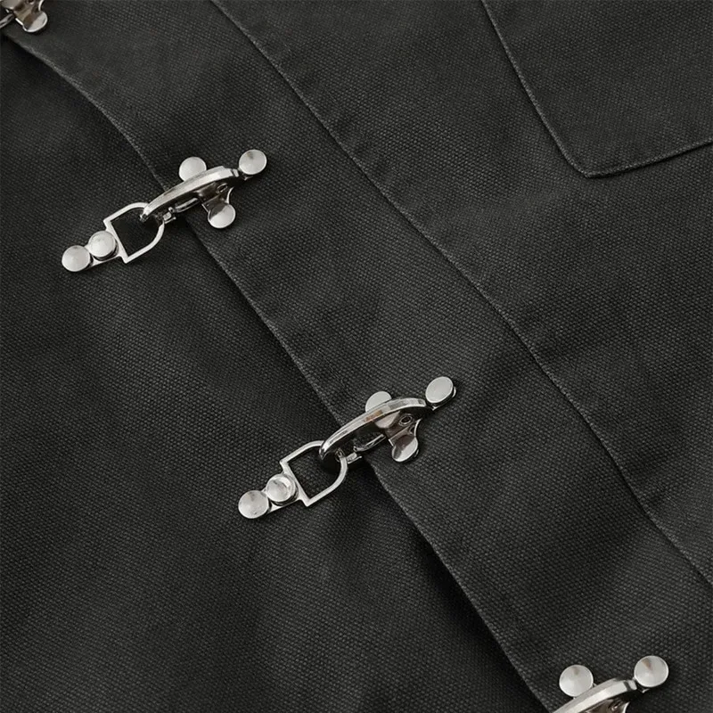 เสื้อแจ็คเก็ตลำลองสำหรับสุภาพสตรี, เสื้อแจ็คเก็ตติดกระดุมโลหะคอเฉียงแบบไม่สมมาตร, เสื้อตัวสั้นแขนยาวทรงหลวม