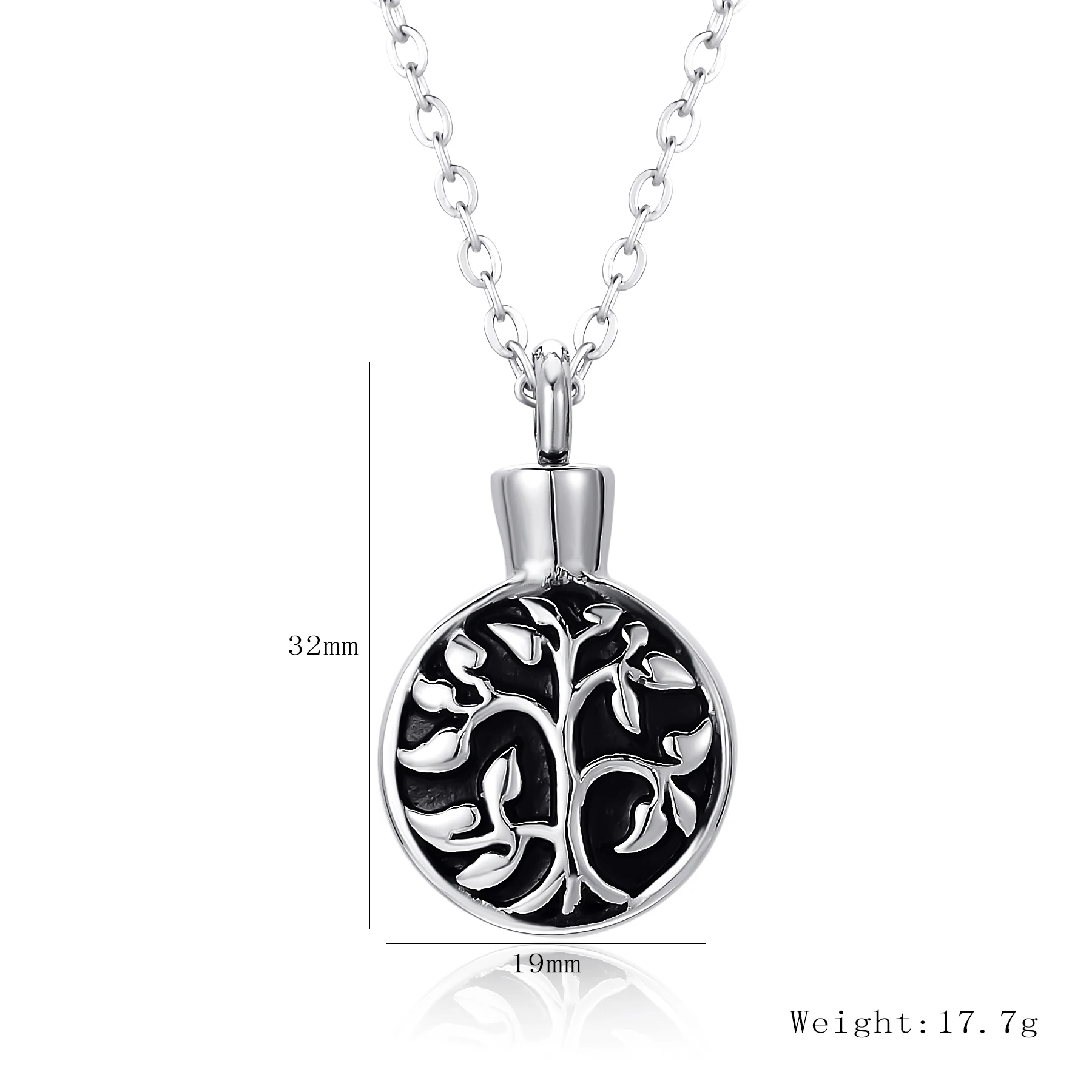 Round Life Tree Pendant Cremation Jewelry For Ashes Stainless Steel Urn Necklace Memorial Keepsake Pendant Dropshipping