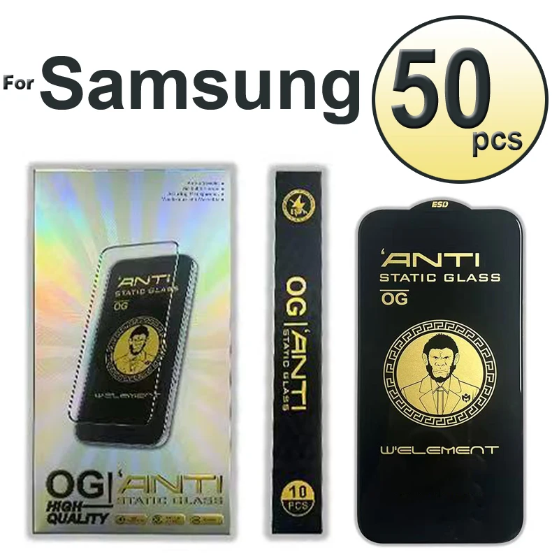 

50pcs New Gorilla Clear Anti Static Dust Tempered Glass For Samsung A16 A55 A15 A25 A54 A34 A14 A33 A22 A12 A52 A21S A51 A30 A50
