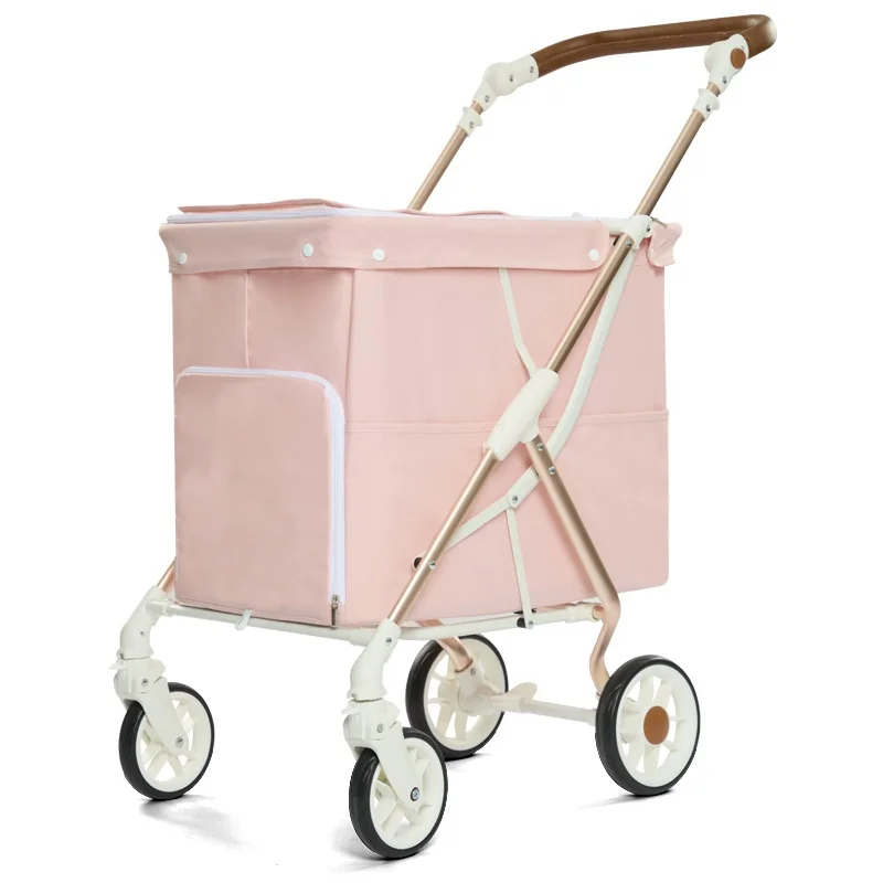 Customized Foldable Cat & Dog Pet Stroller with Large Capacity and Aluminum Alloy Frame
