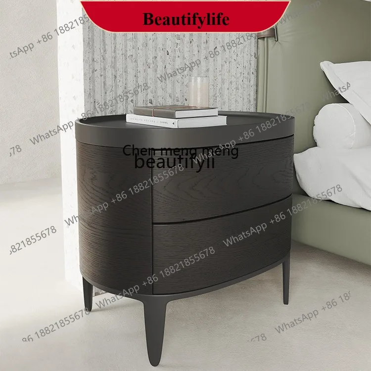 D178 Italian Minimalist High-End Solid Wood Bedside Table Designer Modern Simple Bedside Cabinet