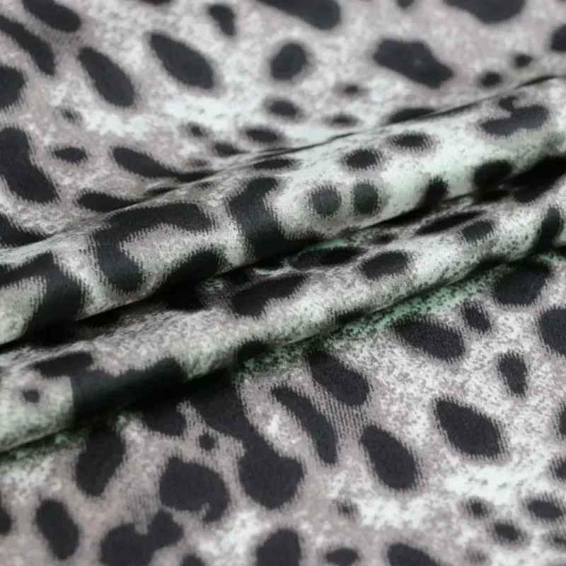 Leopard Material Soft Crepe Satin Dropping Pajamas Fabric for Gown Dress Skirt