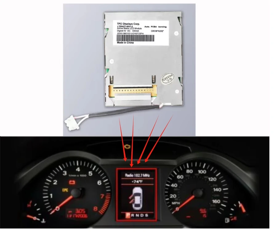

ЦВЕТНЫЙ ДИСПЛЕЙ ДЛЯ AUDI Q7 A6 A8 DASHBOARD MAGNETI MARELLI Instrument 4,2 "TFT LCD LTE042T-4501-2