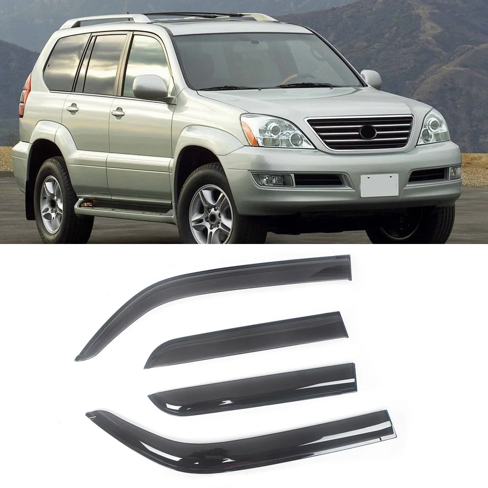 For Lexus GX 470 J120 460 J150 2003-2016 Auto Black Car Side Window Visor Guard Vent Awnings Shelters Rain Guard Door Ventvisor