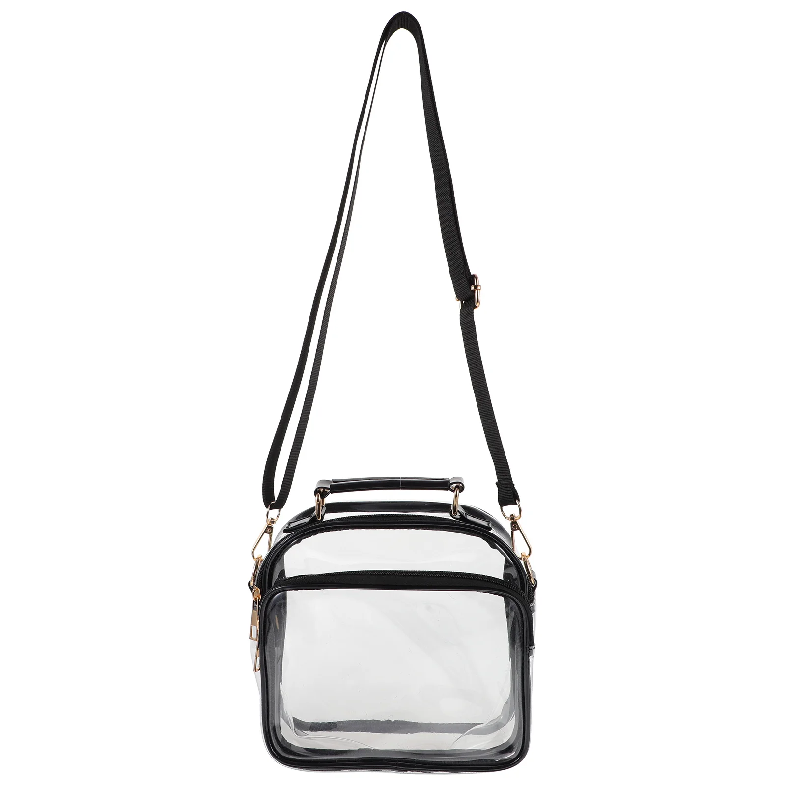 

Transparent PVC Shoulder Bag Clear Tote Bags Lightweight Black Women Concert Stadium Approved Portable Storage Solution