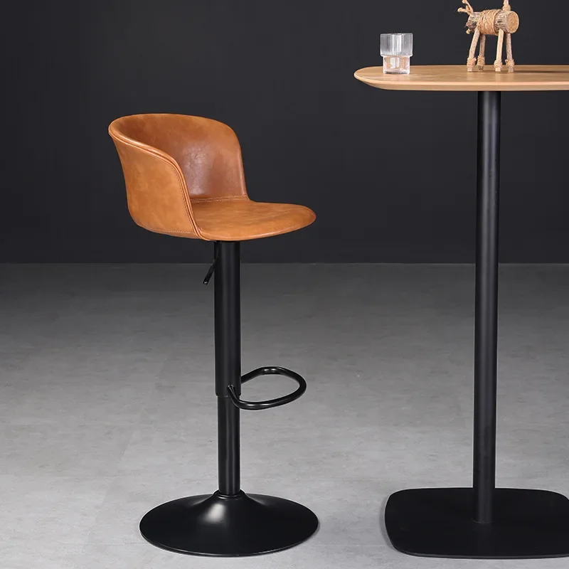 

Leather Modern Bar Chair Round Lift Swivel Lounge Breakfast Counter Height Chairs Kitchen Bar Stools Taburete Cocina Furniture