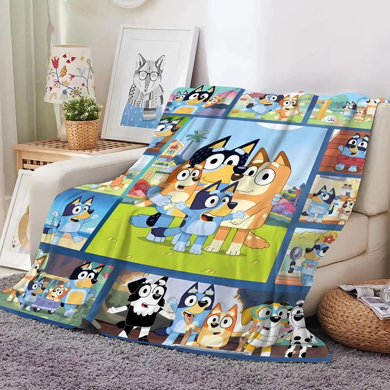 Bluey Cartoon Anime flanelowe Blanketbluey koc rodzinny domowa Sofa przerwa na Lunch koce dla dzieci koce dla studentów na drzemkę