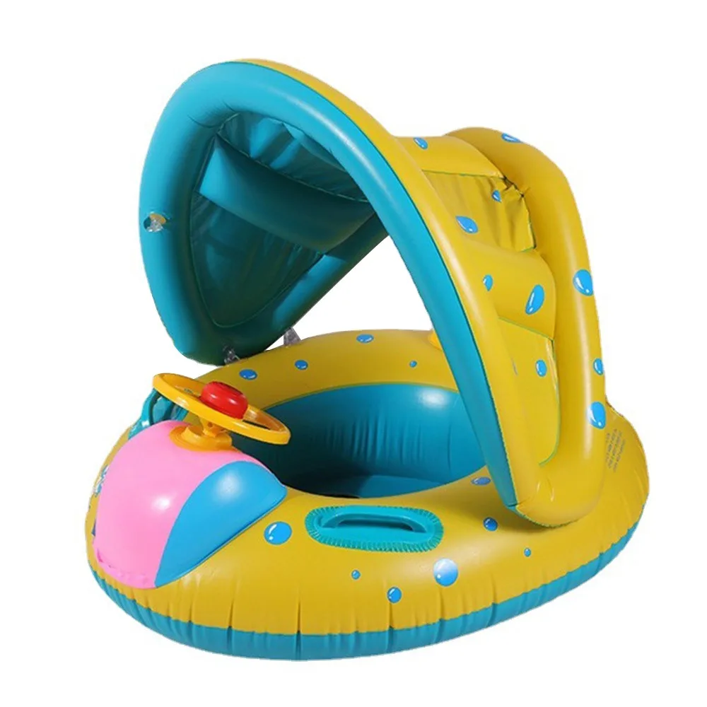 

High Quality With Awning Baby Swimming Floaters Inflatable Design Seat Ring Swimming Ring Summer Float Yacht Kids Float Summer