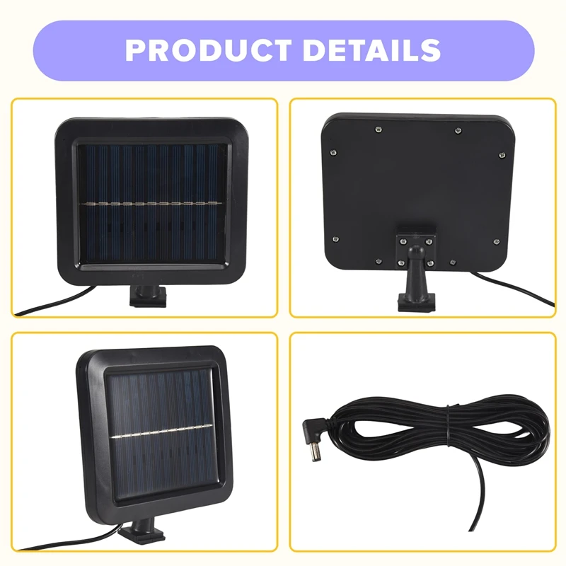 ABDE-2Pc 2000 Lumen 160 Leds Solar Wall Lights IP65 Waterproof Wired Motion Sensor Security Flood Light 360 Degree Adjustable