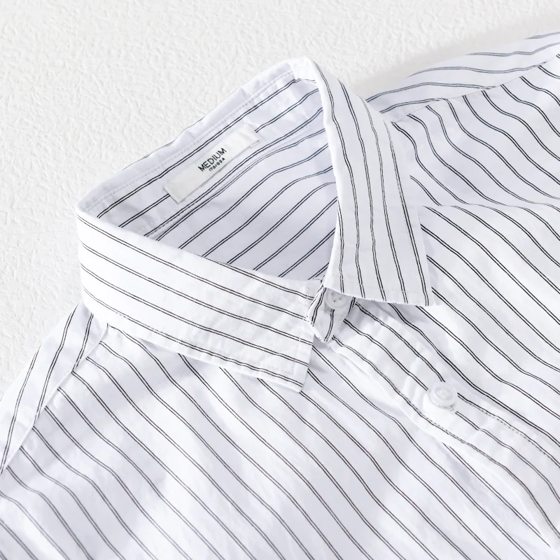 

Новый стиль, повседневные хлопковые брендовые рубашки в полоску с короткими рукавами для мужчин, трендовые удобные топы, одежда Camisa Masculina, Прямая доставка