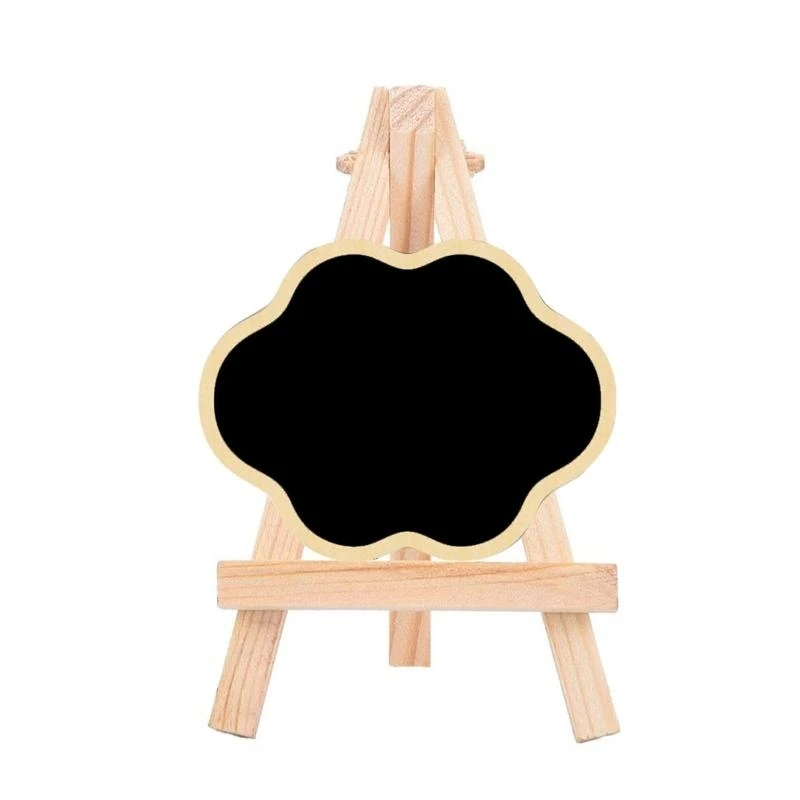 W89C Mini Chalkboard Sign Collapsible Wooden Easel Table Number Sign Name Label Tabletop Message Board for Wedding Party