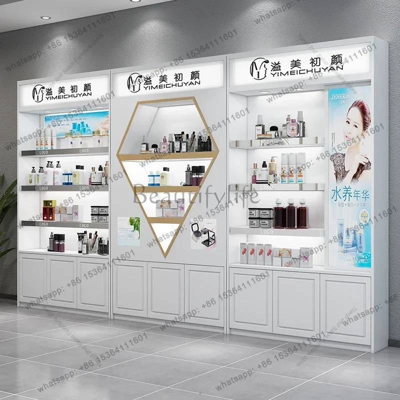 LJY Modern Simple Cosmetics Display Cabinet Nordic Creative Skin Care Products Store Display Rack Beauty Salon Office Furniture