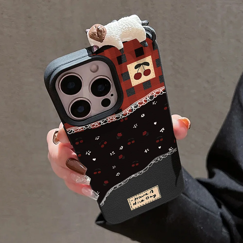 لطيف القط ثلاثية الأبعاد قضية الهاتف آيفون 17 غطاء آيفون 12 15 13 14 11 17 16 برو ماكس 16 زائد 17 الهواء iPhone17 iPhone11 لينة فوندا غطاء #4