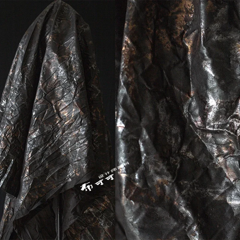 Bronzing Fabric Heavy Craftsmanship Texture Pleated Jacket Designer Wholesale Cloth For diy Sewing Meters Material