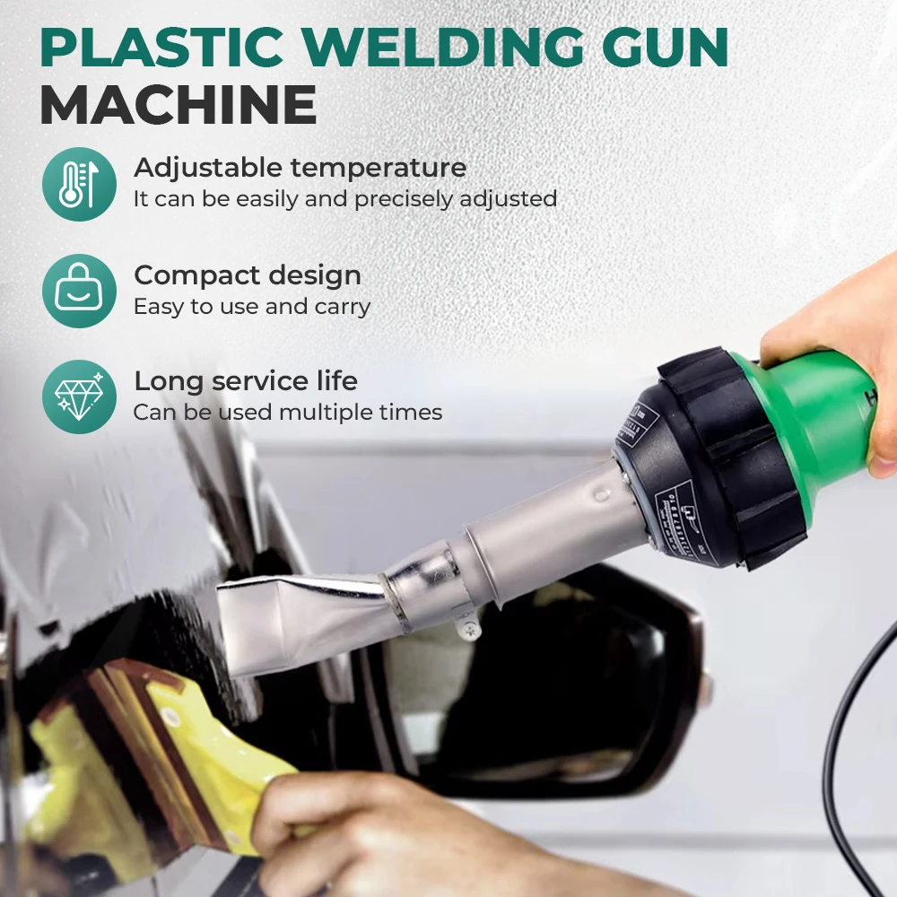 

AC220V 1600W Plastic Welding Gun Machine Electric Hot Air Gun Plastic Welding Torch + Heating Core + Flat Head Accessories
