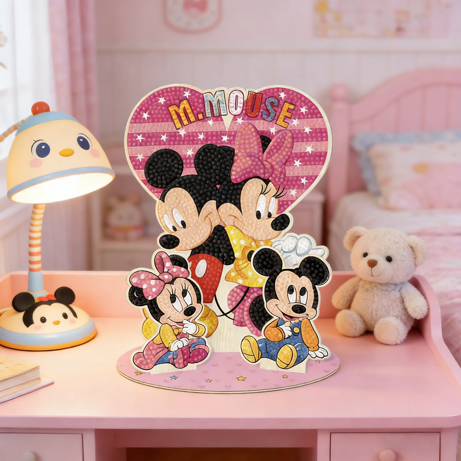 

Mickey Minnie DIY Diamond Painting Kit 3D Stand-Up Decor Cute Cartoon Diamond Art Craft Kids Room Desktop Decoration Gift