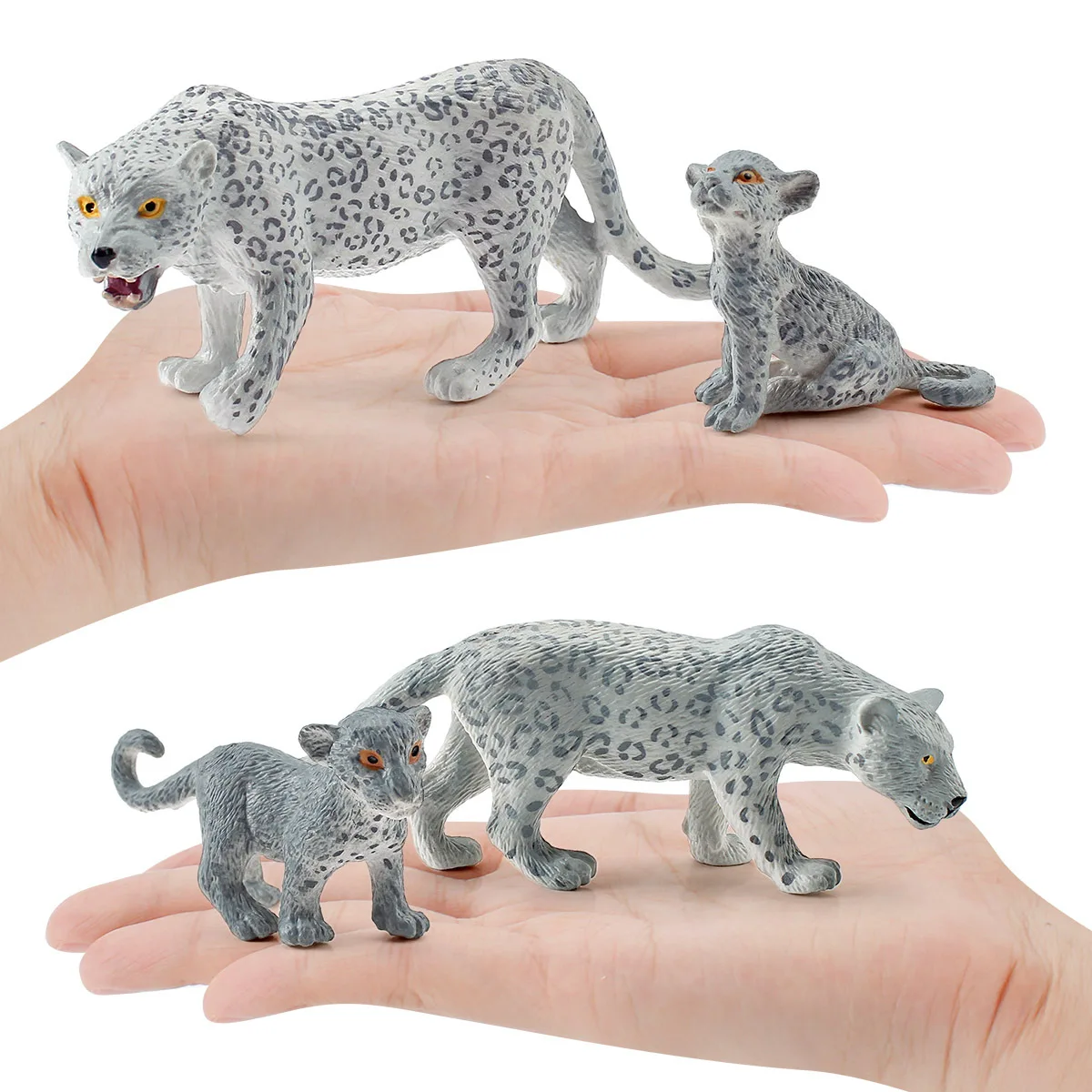 Simulation Wild Animal Leopard Model Ornament Children Cognitive Snow Leopard Static Desktop Decoration Animal Figurine Kids Toy