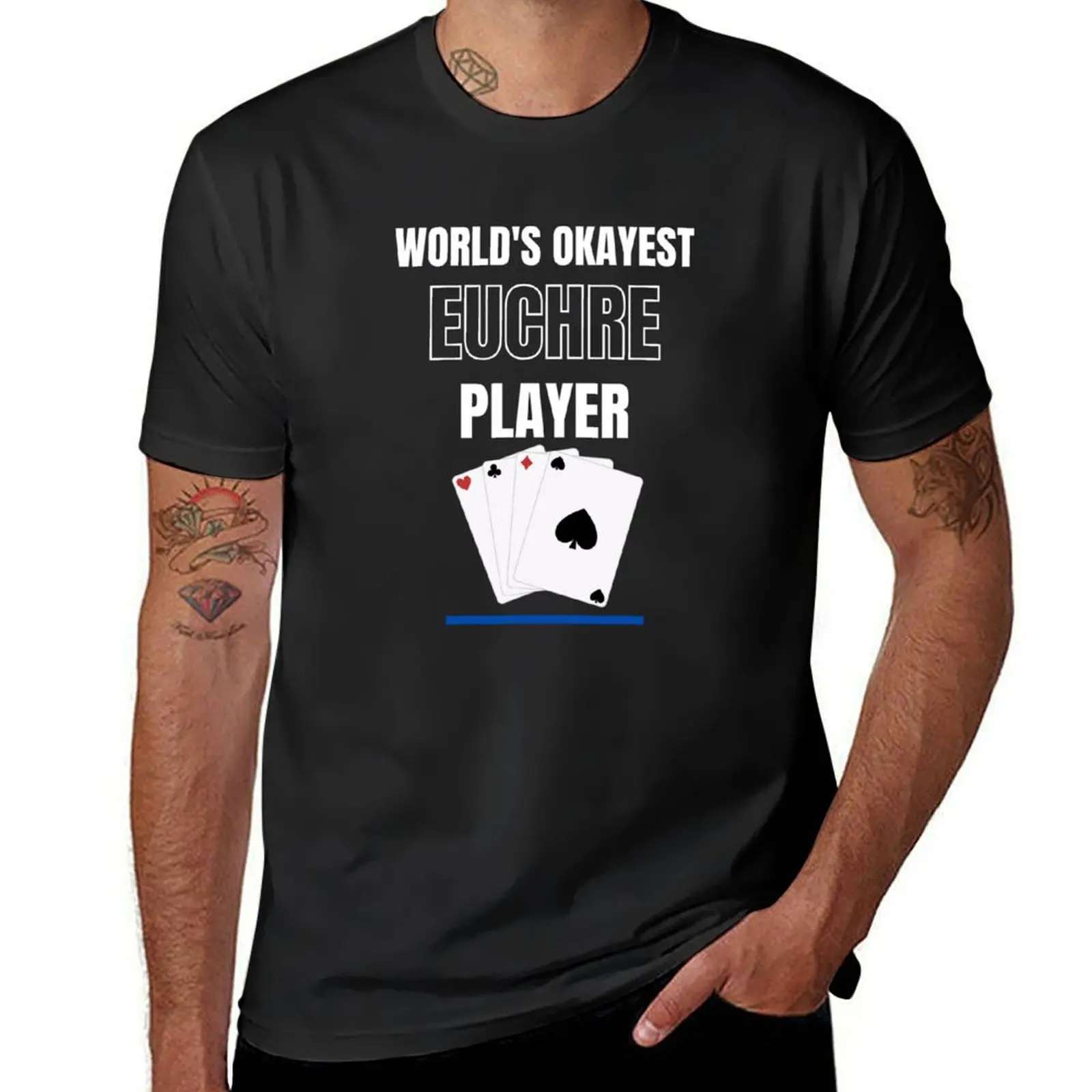 worlds okayest euchre player card games T-Shirt sports fans oversizeds clothes for men