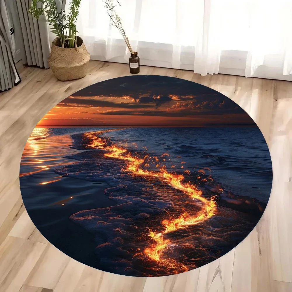 Round 3D Illusion Rug with Big Crack & Deep Hole Design – Stunning Optical Illusion Floor Mat for Modern Home Decor