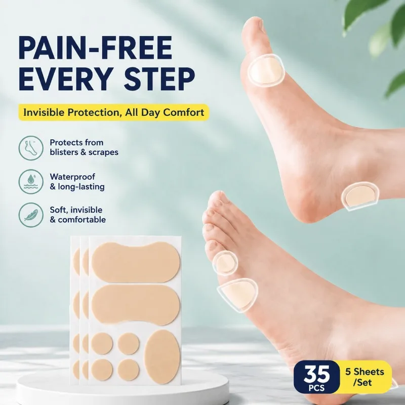 Women's High Heel Waterproof Foam Pads, 35 Pcs Invisible Foot Protectors Toe Heel Anti-Scratch Set