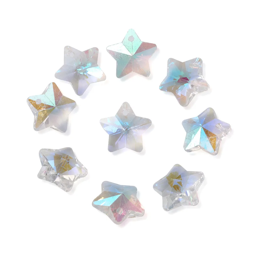 

100pcs Clear Ab Color Star Charms Стеклянные Подвески для Женщин Ожерелье Браслет Серьги Ювелирных Изделий Выводы 13x7mm