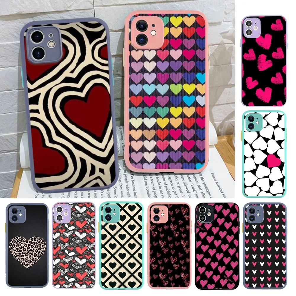 

Graffiti Pink Love Heart Phone Case For iPhone 14 X XR XS 7 8 Plus 11 12 13 pro MAX 13mini Matte Shockproof Case