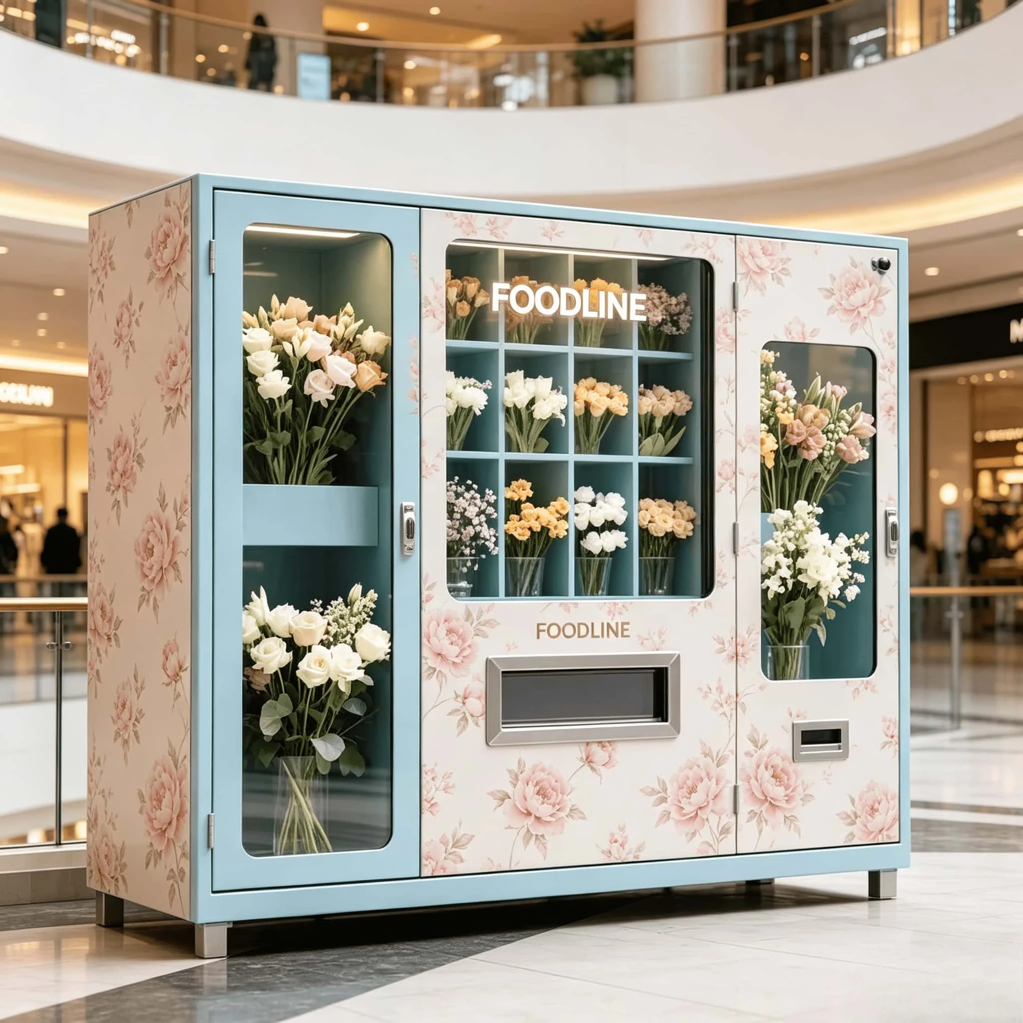 FOODLINE Outdoor Campus Flower Vending Locker Low Noise Operation Constant Humidity Preserve Fresh Floral Bouquet Machine