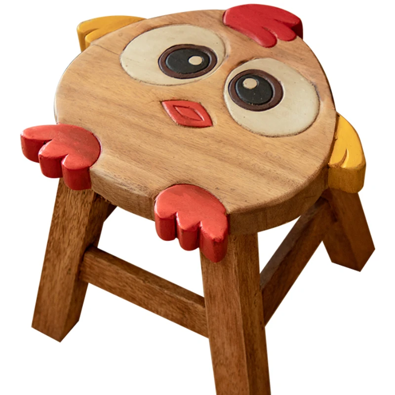 Children Chair Solid Wood Stool Cute Cartoon Chair Bench Home