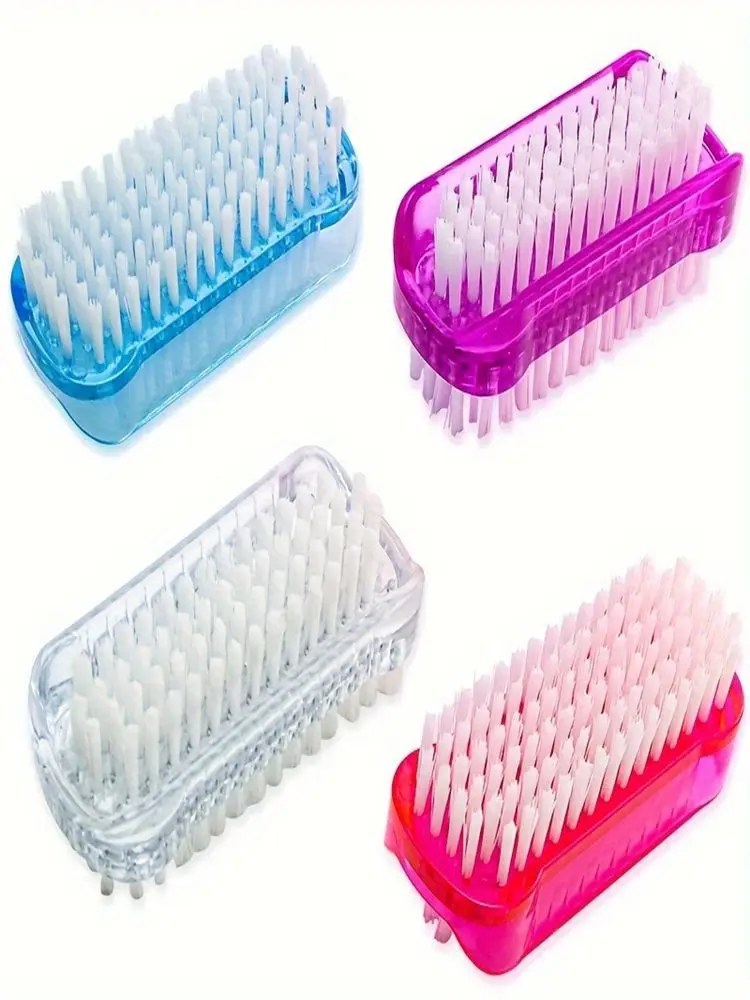 Brosse de nettoyage pour ongles Double face, outil de manucure et de pédicure pour ongles des pieds, 1/2 pièces