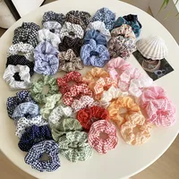 5pcs Polka Dot Hair Ties Elegant Cute Fabric Scrunchies with Flower Prints Sweet Floral Dot Hair Bands Academy Style for Ages - Image 2