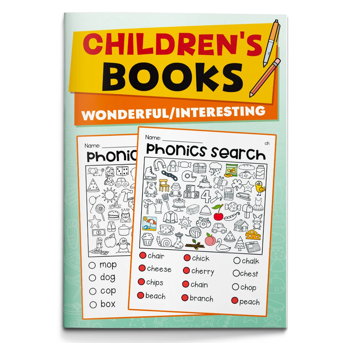 Kids English Word Coloring Workbook, Cute Cartoon Designs, Preschool Educational Activity Book for Fun English Learning