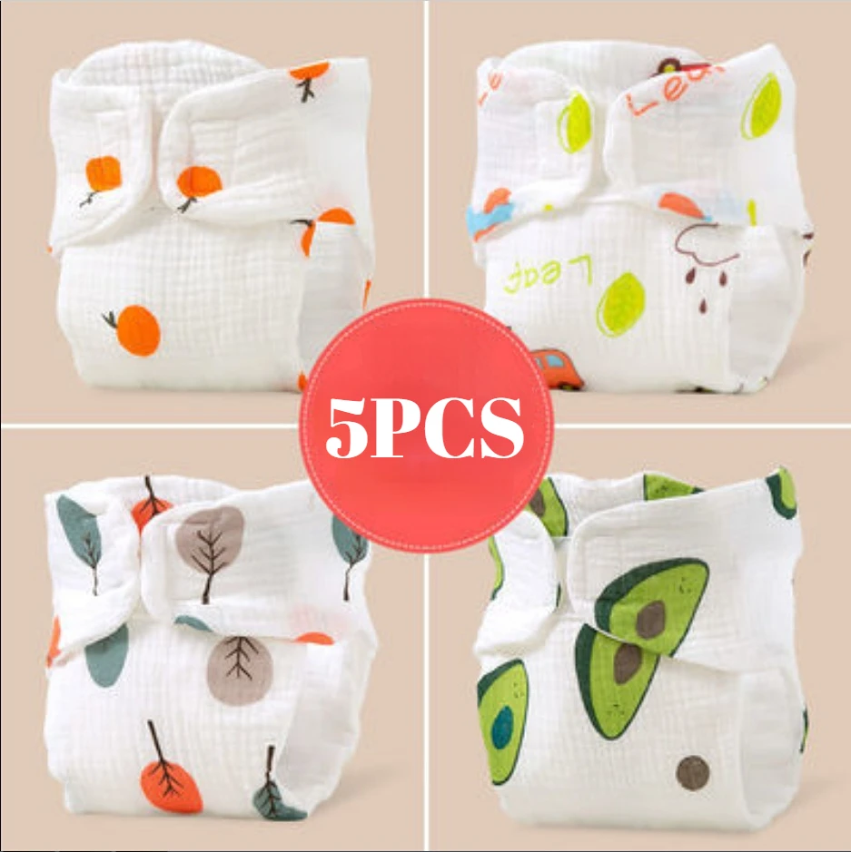 5PCS/lot All In One Baby Cloth Diaper 12 Layers Cotton Guaze Reusable Diapers Baby Washable Newborn Diaper