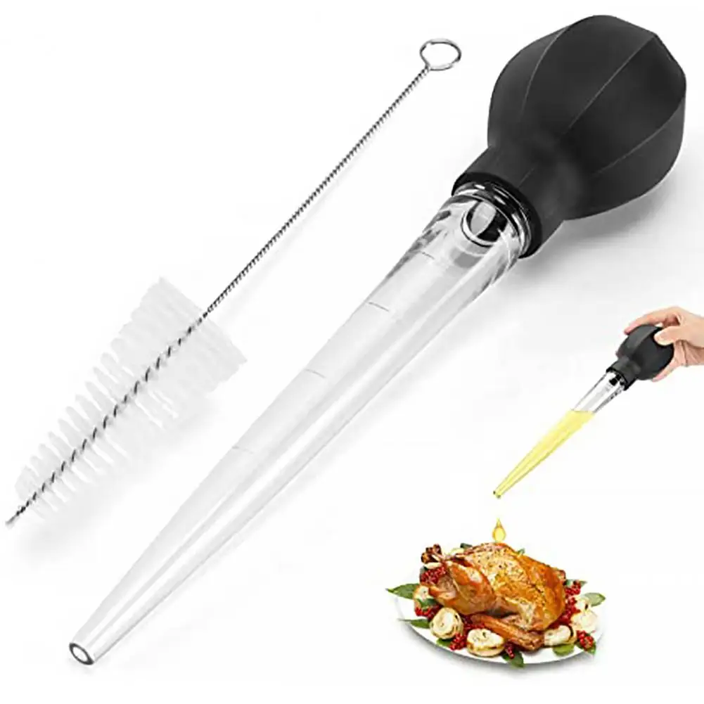 Practical Flavour Baster Syringe with Cleaning Brush Multi-use Easy to Clean Kitchen Syringe for Kitchen