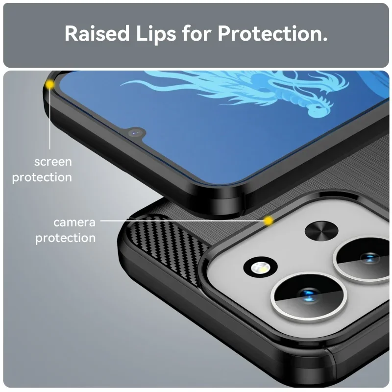 لتغطية حافظة Xiaomi Redmi 15C Redmi 15C Capas درع مقاوم للصدمات واقي مصد الهاتف من البولي يوريثان الناعم من ألياف الكربون Fundas Redmi 15C