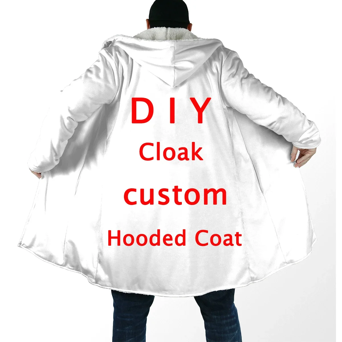 

MCDV - DIY Accept Custom Design Drop Shipping and Wholesale 3D Printing Fleece Hooded Cloak Unisex Thick Warm Cape coat