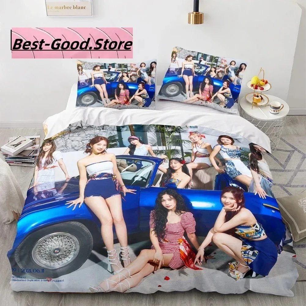 

3D Print Kpop Girl Group Twice Nayeon Bedding Set Boys Girls Twin Queen King Size Duvet Cover Pillowcase Bed boys Adult Bedroom