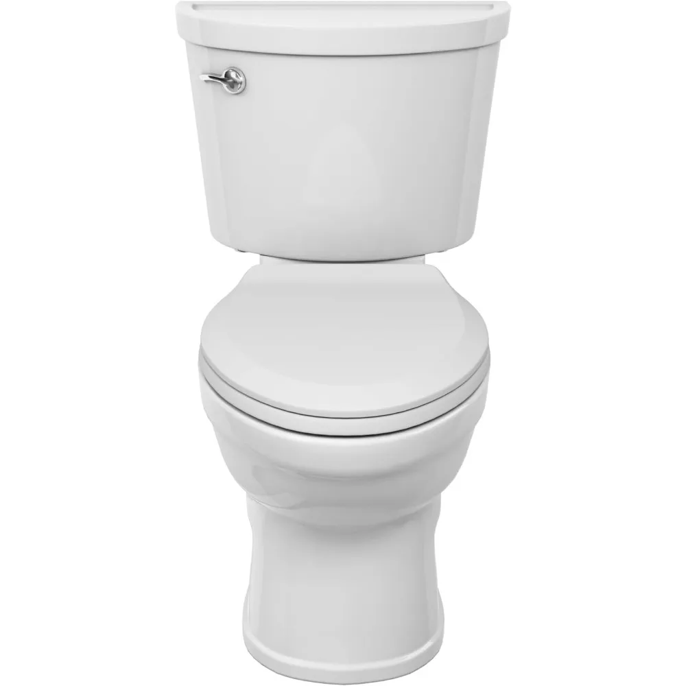 Two-Piece Toilet with Slow-Close Seat and Wax Ring, Elongated Front, Standard Height, White, squat potty