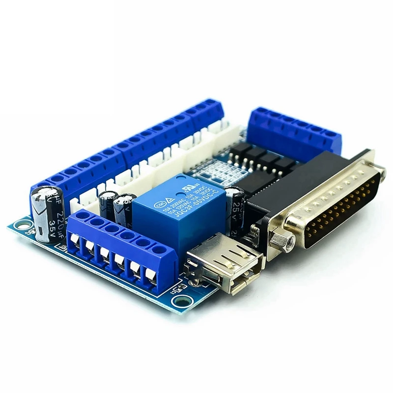 MACH3 Interface Board CNC 5 Axis With Optocoupler Adapter Stepper Motor Driver + USB Cable