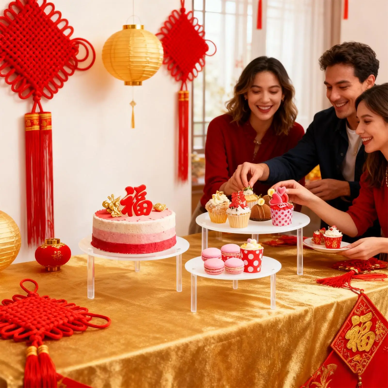 

Cake Stand 3 Pieces Serving Dessert Display Holder Acrylic Birthday Cake Stands Set For Table Decor Food Candy Cookie Birthday