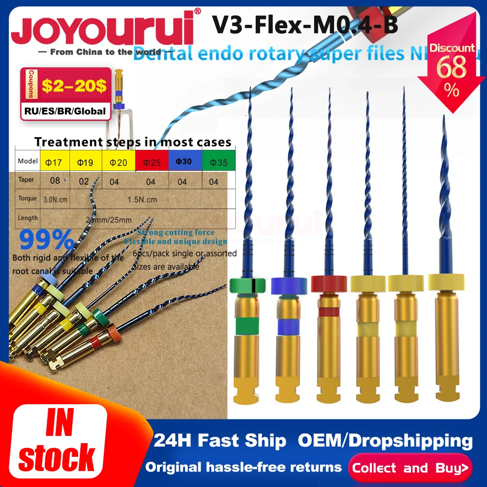 

Стоматологические эндодонтические файлы Super Blue, ротационные, из нитинола, 25 мм, 4004 # 4006 # Наконечник для корневых каналов из никель-титанового сплава для стоматологии