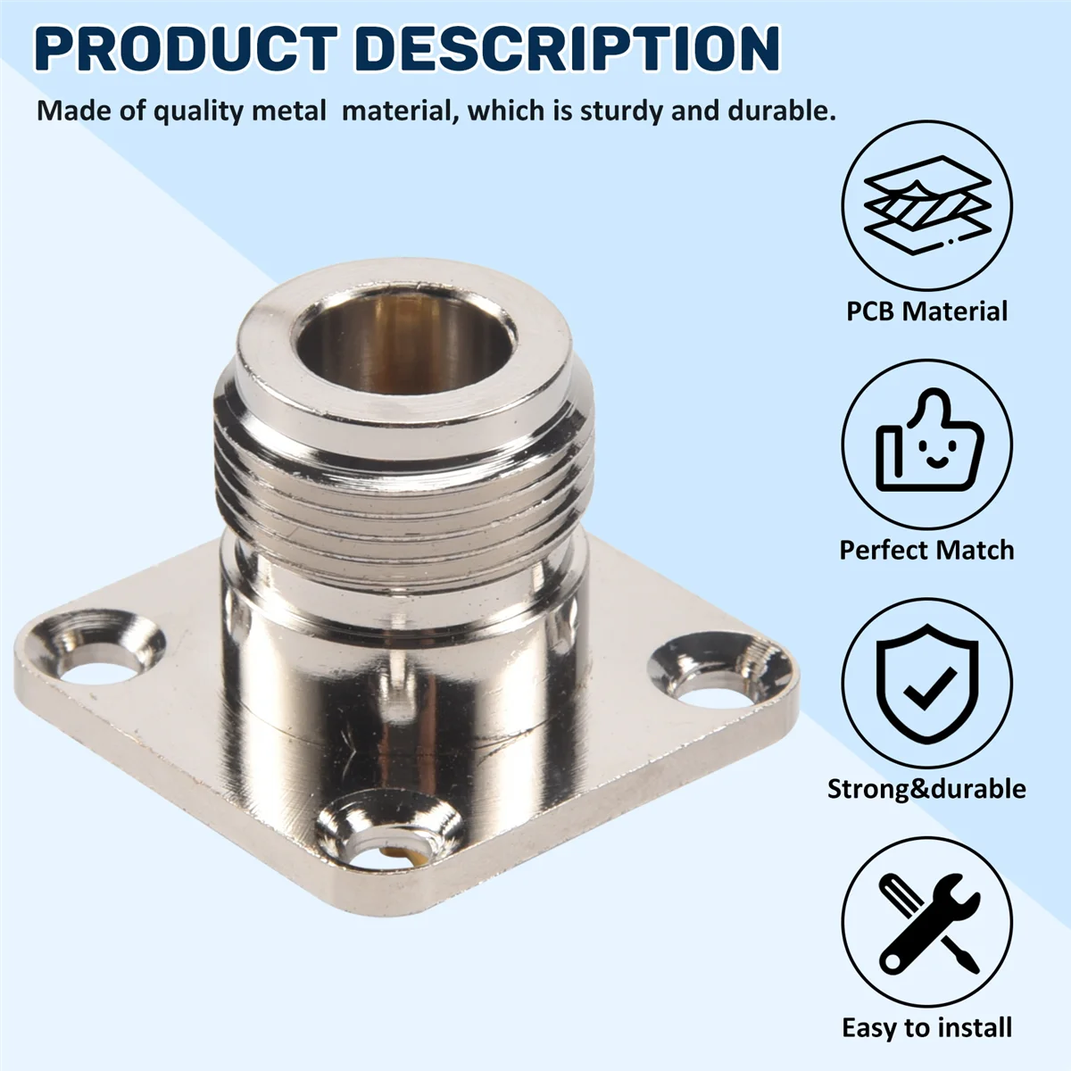 N type female jack RF coax connector 4-hole panel mount with solder cup,silver