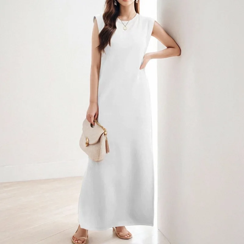 

2025 Spring and Summer New Casual Loose French Temperament Elegant Simple and Generous Fashion Sleeveless High Waist Slim Dress