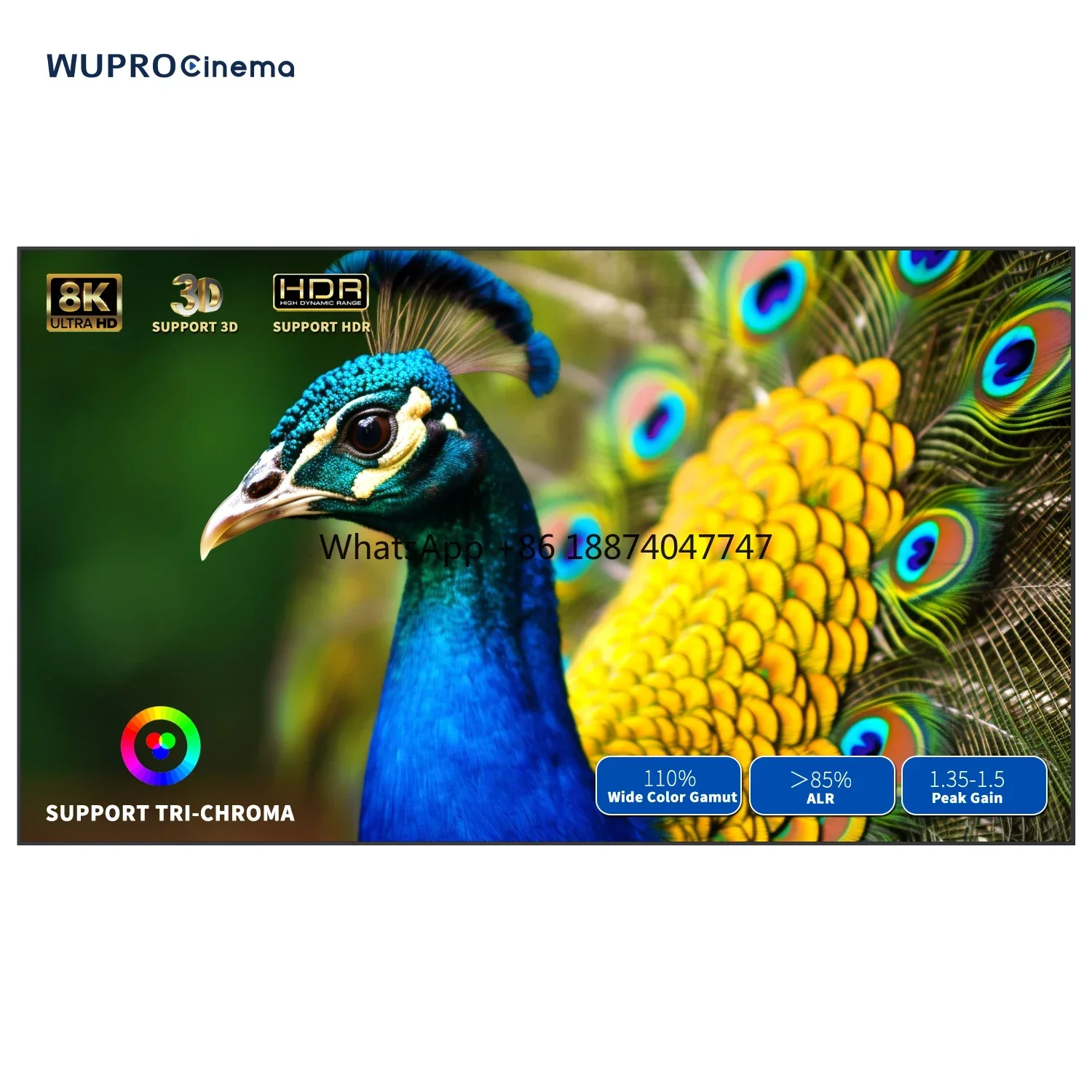 

Hot Trend Wupro/ODM/OEM Peacock Series ALR Fresnel 120 inch 4k PVC Soft Projection Screens 3D True 8K Ultra HD Projector Screen