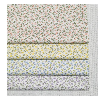 Cotton twill print 1.6-wide small floral daisy yellow bedding handmade apron fabric wholesale