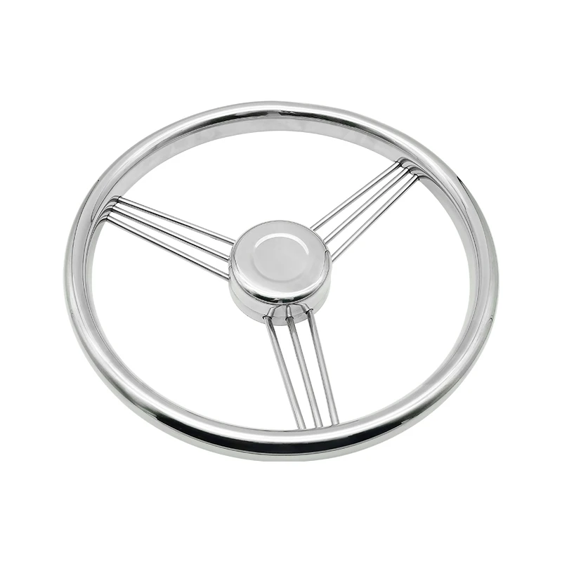 ANDYMARINE 13.5 Inch Stainless Steel 3 Spoke Mirror Polished Steering Wheel Boat Yacht Steering Wheel Boat Accessories