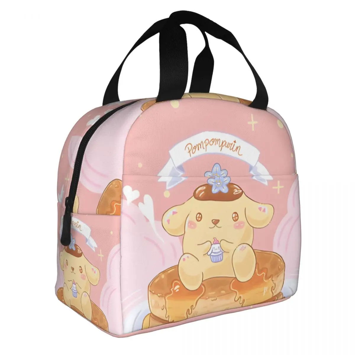 Aluminum Foil Insulation College Student Sanrio Lunch Food Box Casual Pudding Dog On Pancakes Journal Weekend Picnic Travel Bags