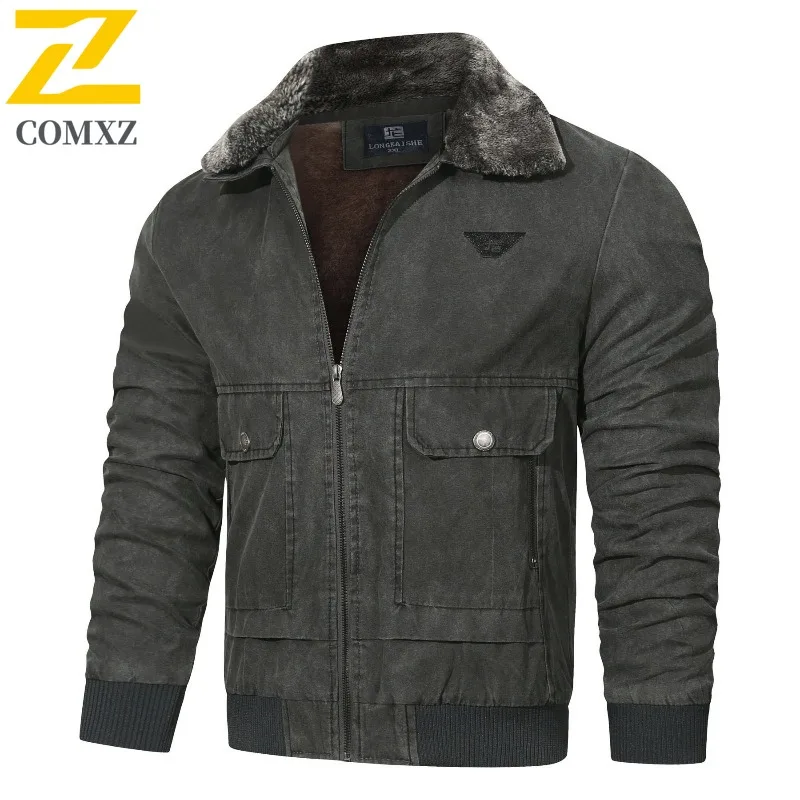 

COMXZ Мужская куртка премиум-класса 2025 с лацканами для езды на велосипеде, ветрозащитное мотоциклетное пальто, однотонная легкая осенняя одежда для путешествий