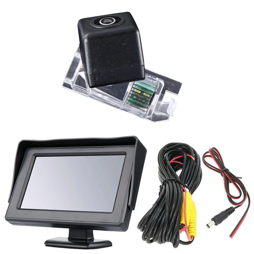 

Navinio CCD Chip Car reverse Camera +4.3 Monitor for Fiat abarth 500 312 license plate light 68229025AA 68228927AA