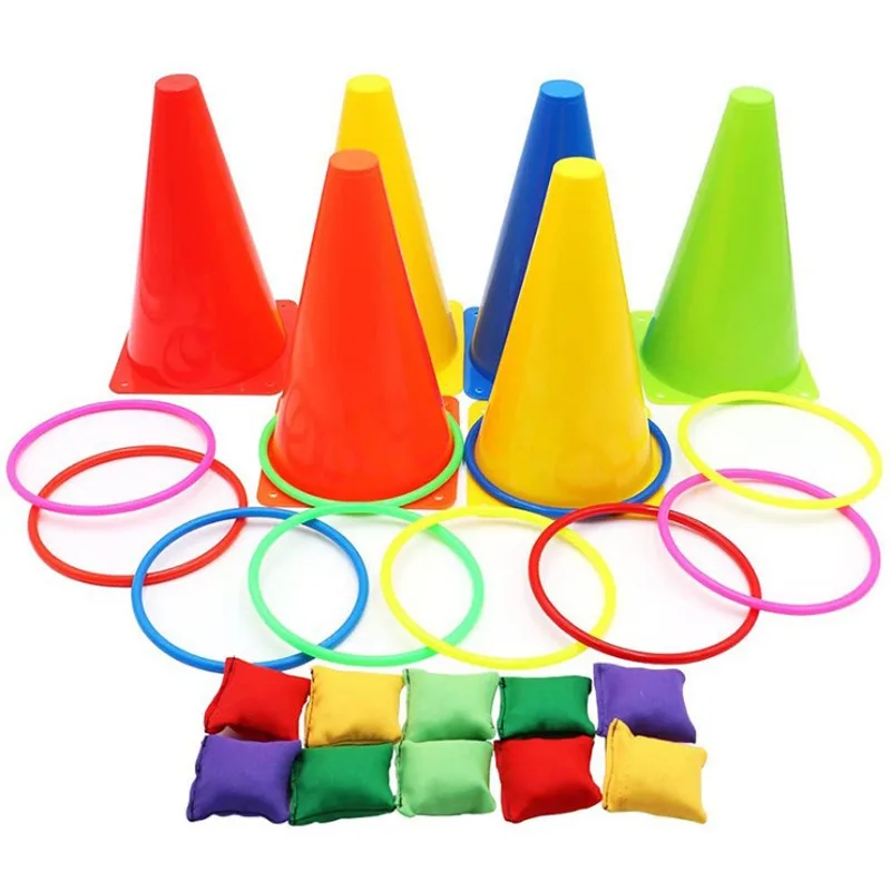 

Parent-child Throwing Ring Game Cone Throwing Game Tossing Ring Game Football Training Indoor Outdoor Kids Educational Toy Tool